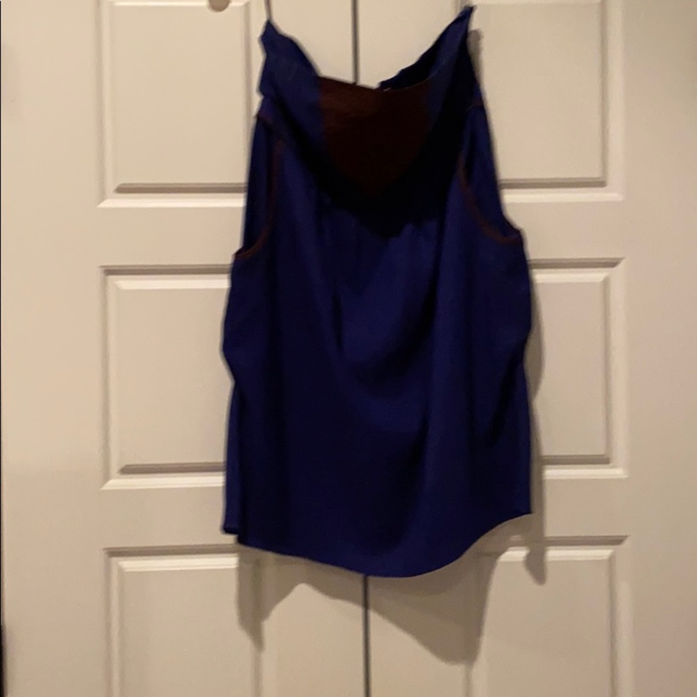 Strapless blue and brown dress